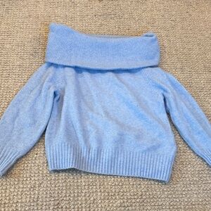 Women's Light Blue Off-Shoulder Sweater